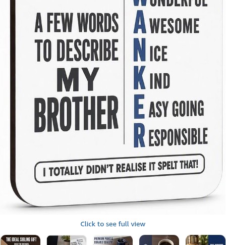 Gift for Brother, Funny Coaster for Men, Brother Birthday Present | Humorous Sibling Gift, Durable Wooden Coaster, 1 Piece, Gag Present for Brother, Unique Birthday Christmas Gift for Men